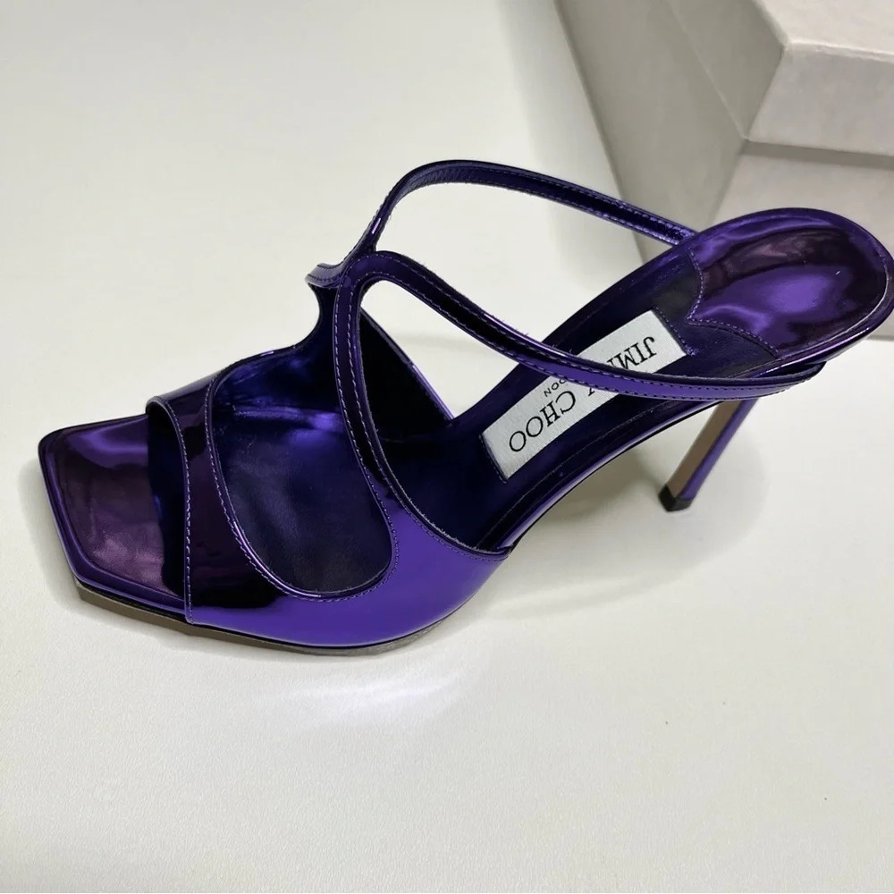 Jimmy Choo Anise purple Liquid Metal heels size 37.5 - Picture 4 of 13
